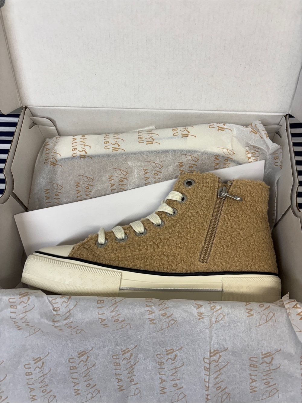 Blowfish Tan Sherpa Kimber-High Top Teddy Sherpa Sneakers Size 6